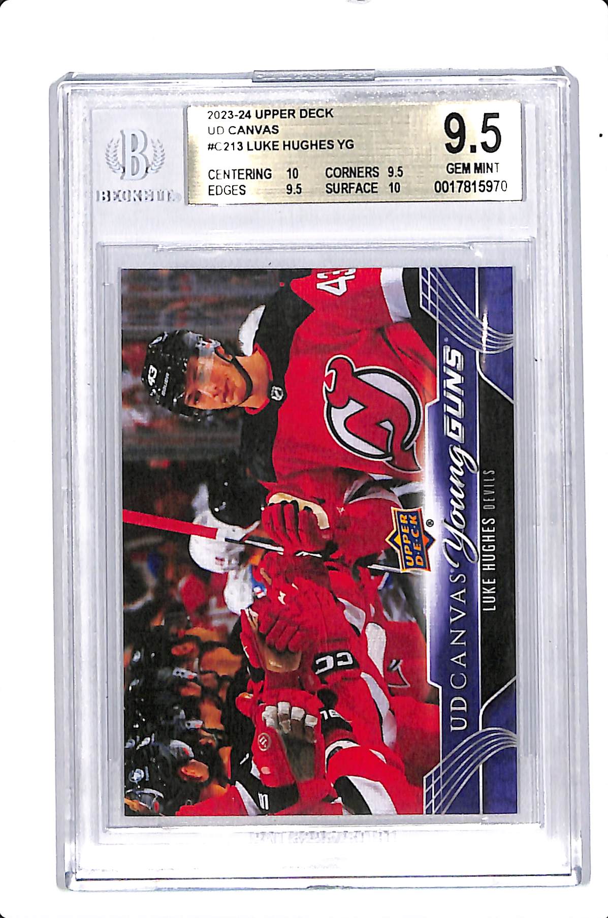 2023-24 UPPER DECK SERIES 2 LUKE HUGHES YOUNG GUNS CANVAS BGS 9.5 #C213