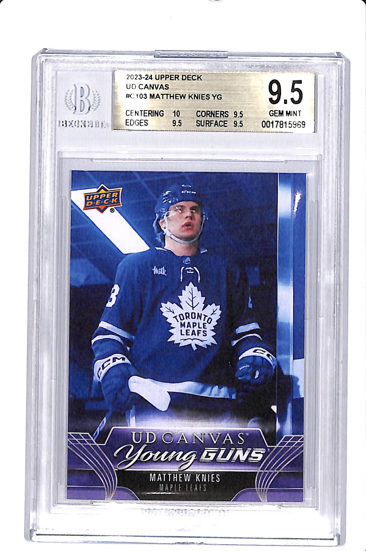 2023-24 UPPER DECK SERIES 1 MATTHEW KNIES YOUNG GUNS CANVAS BGS 9.5 #C103
