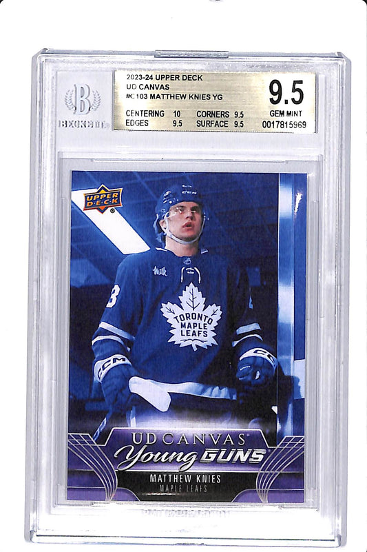 2023-24 UPPER DECK SERIES 1 MATTHEW KNIES YOUNG GUNS CANVAS BGS 9.5 #C103