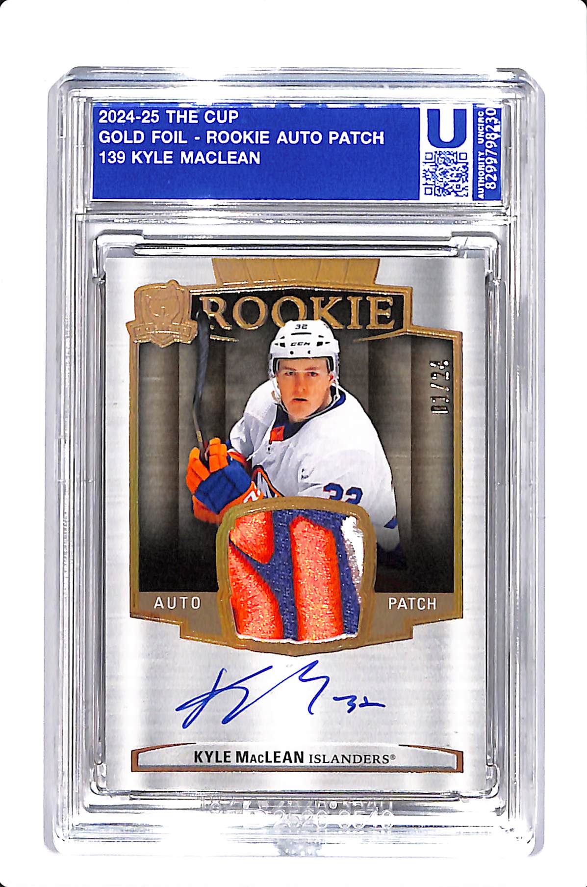 2024-25 UPPER DECK THE CUP KYLE MACLEAN ROOKIE AUTO PATCH /24 #139