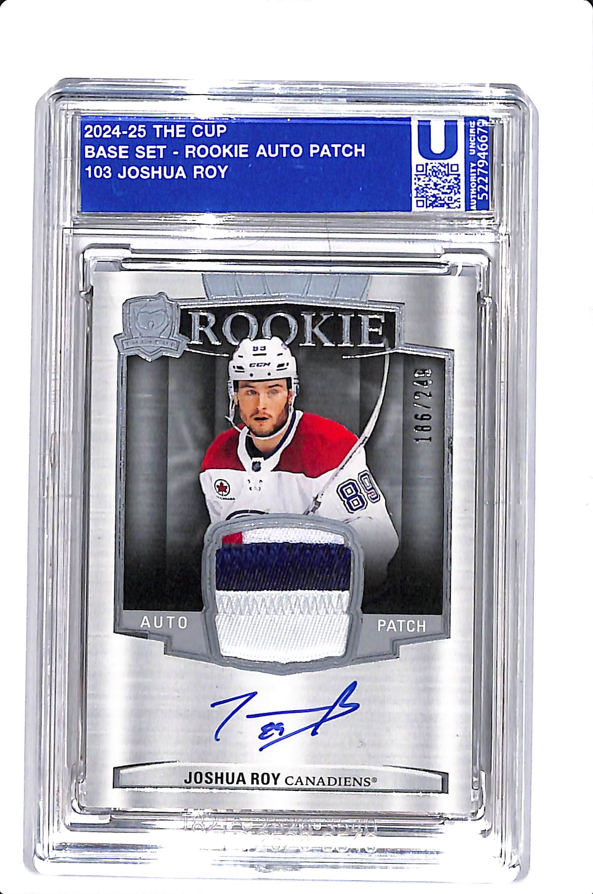 2024-25 UPPER DECK THE CUP JOSHUA ROY ROOKIE AUTO PATCH /249 #103