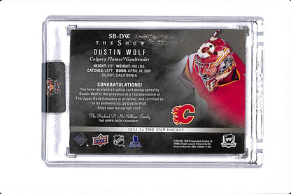 2023-24 UPPER DECK THE CUP DUSTIN WOLF THE SHOW BLACK AUTO #SB-DW