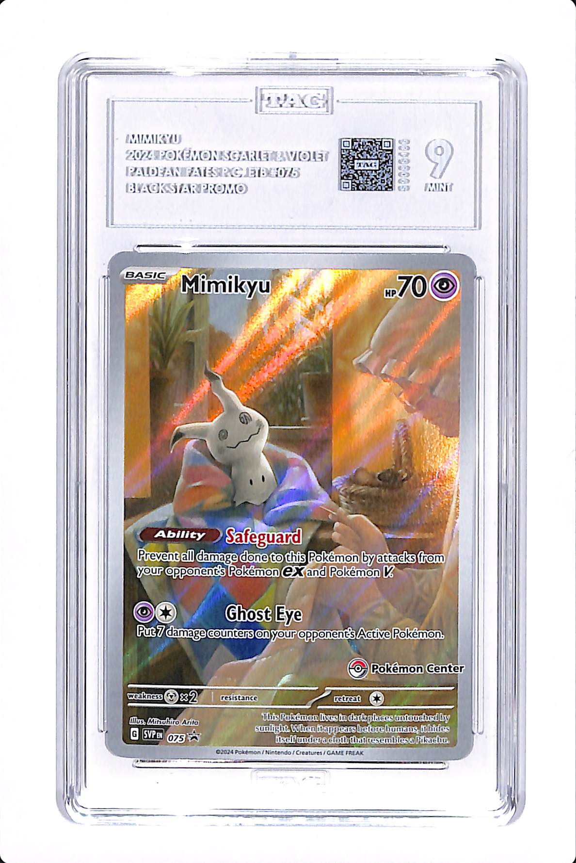 2024 POKEMON SCARLET & VIOLET MIMIKYU BLACK STAR PROMO POKEMON CENTER ETB TAG 9 #075