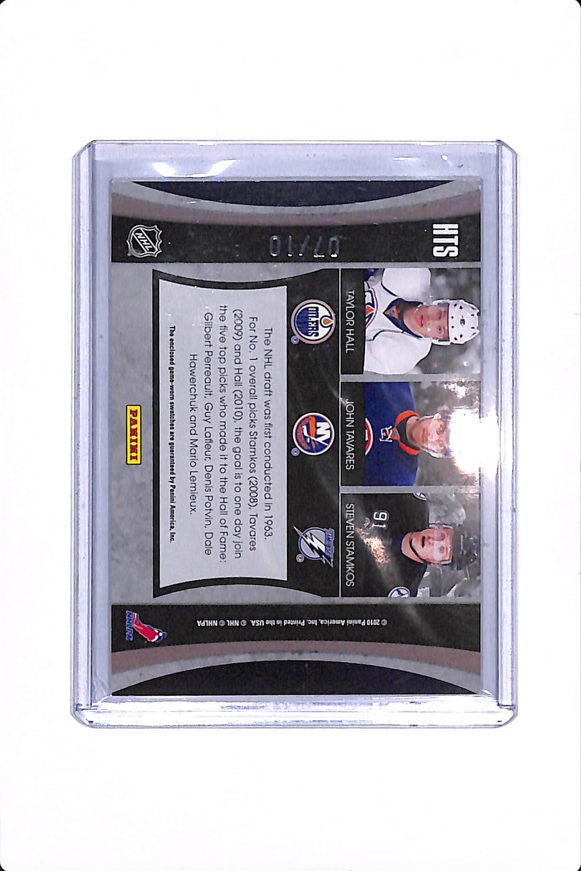 2010 Limited Trios Materials Patch Taylor Hall John Tavares Steven Stamkos /10 #HTS