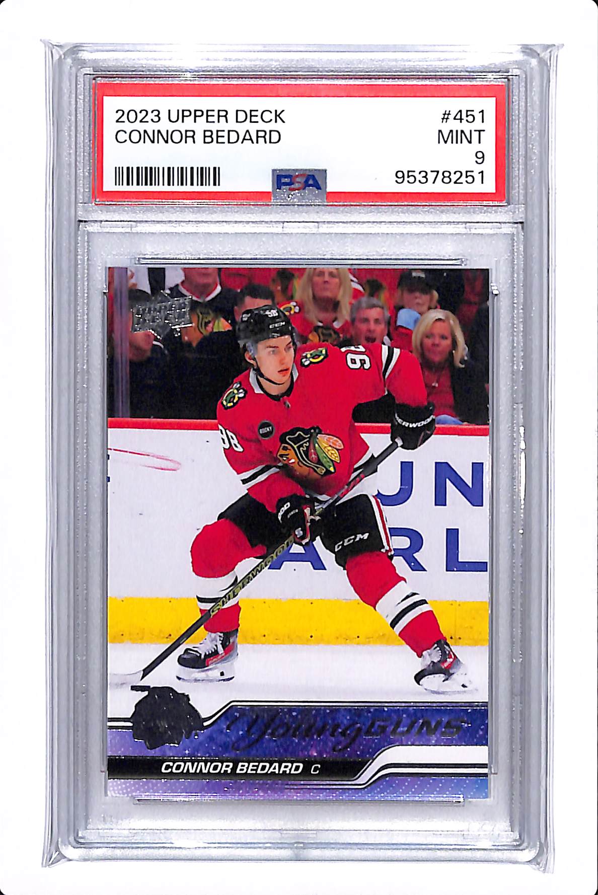 2023-2024 UPPER DECK CONNOR BEDARD YOUNG GUNS PSA 9 #451