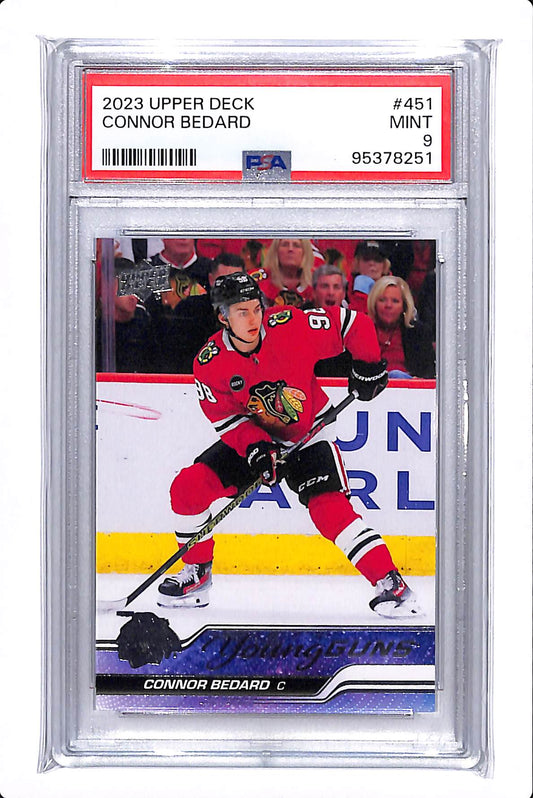 2023-2024 UPPER DECK CONNOR BEDARD YOUNG GUNS PSA 9 #451