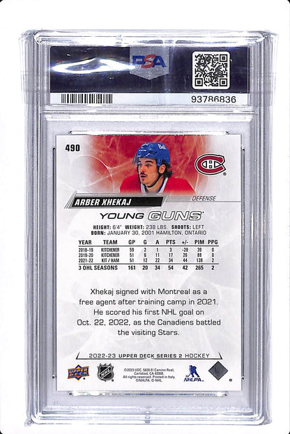 2022-2023 UPPER DECK ARBER XHEKAJ YOUNG GUNS PSA 10 #490