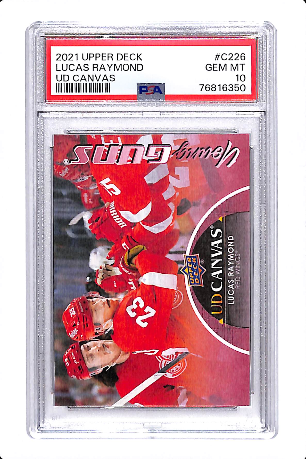 2021-22 UPPER DECK SERIES 2 LUCAS RAYMOND YOUNG GUNS CANVAS PSA 10 #C226