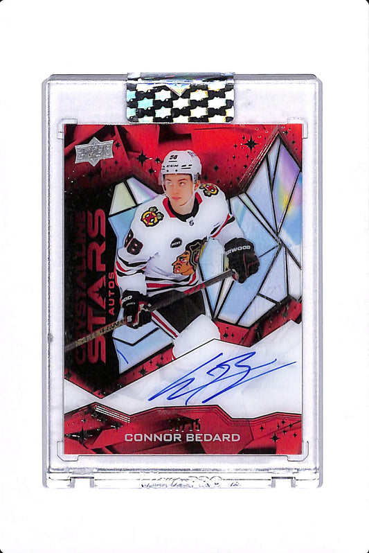 2024-25 UPPER DECK CLEAR CUT CONNOR BEDARD CRYSTALLINE STARS AUTO RED /35 #CSA-CB
