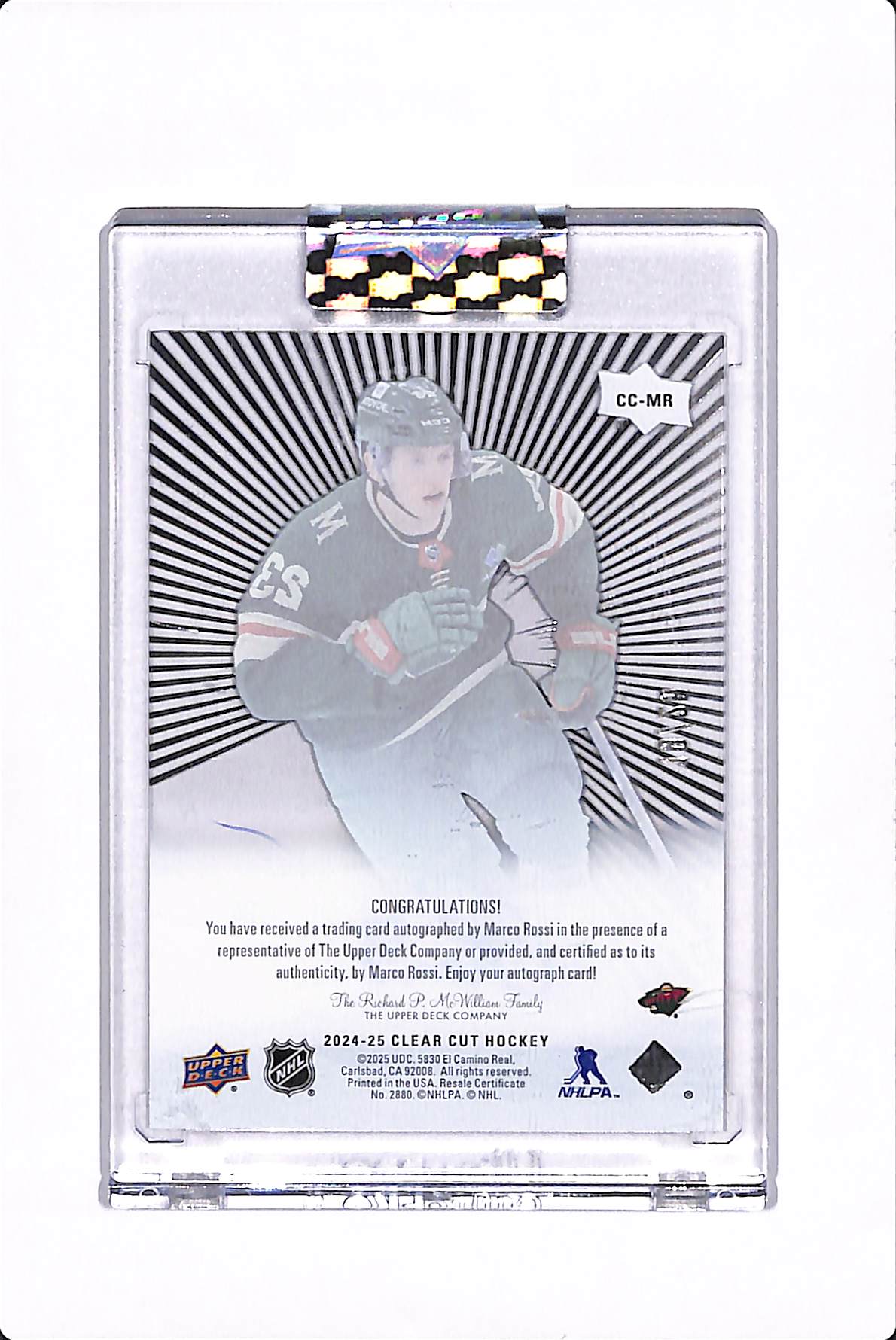 2024-25 UPPER DECK CLEAR CUT MARCO ROSSI OUTBURST AUTO /25 #CC-MR