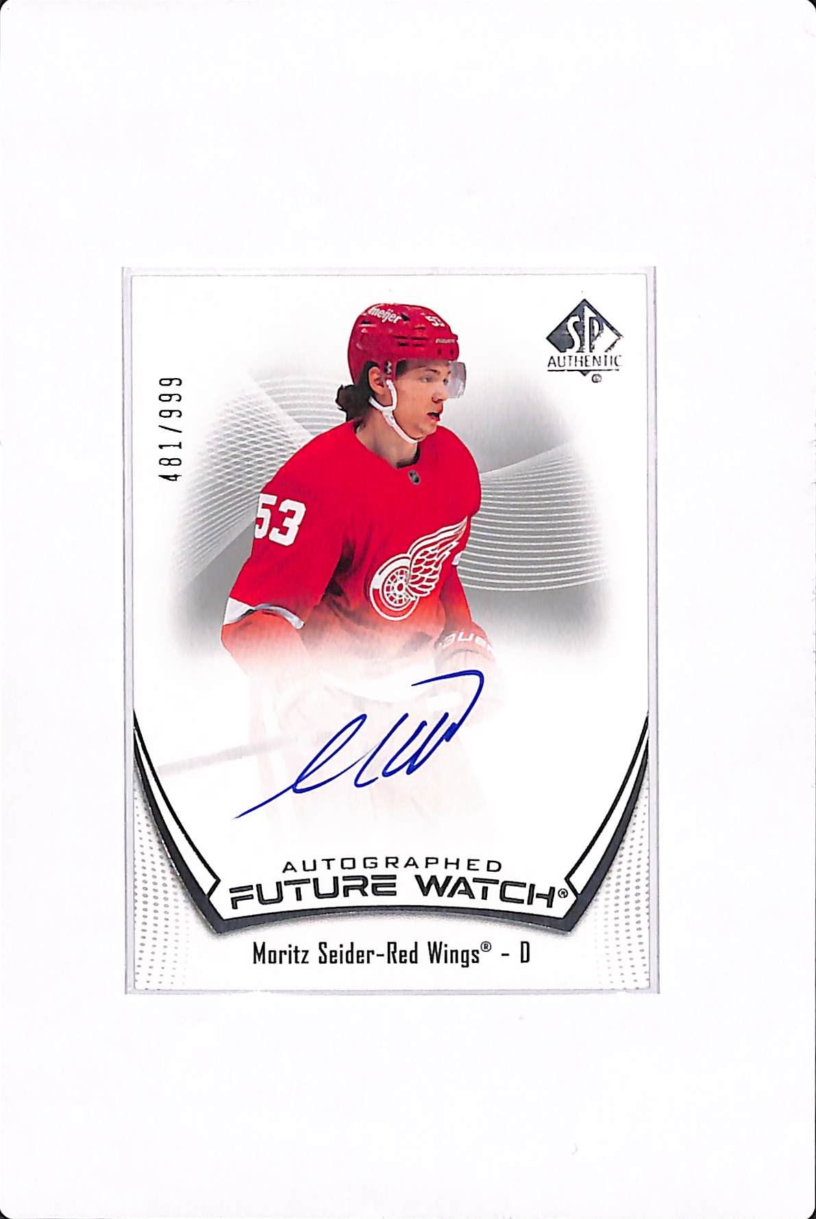 2021-22 UPPER DECK SP AUTHENTIC MORITZ SEIDER FUTURE WATCH AUTO /999 #135