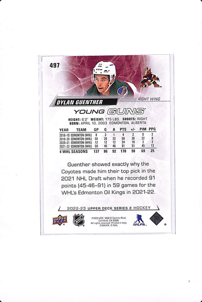 2022-23 UPPER DECK SERIES 2 DYLAN GUENTHER YOUNG GUNS #497