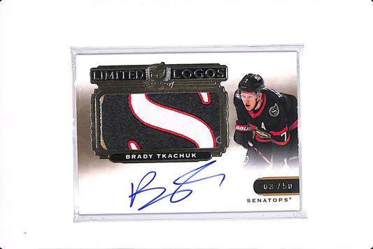 2020-21 UPPER DECK THE CUP BRADY TKACHUK LIMITED LOGOS AUTO /50 #LL-BT
