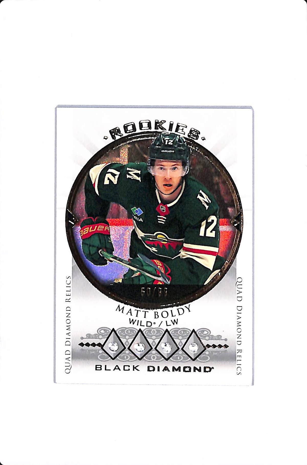 2022-23 UPPER DECK BLACK DIAMOND MATT BOLDY QUAD DIAMOND RELIC /99 #BDRR-MB