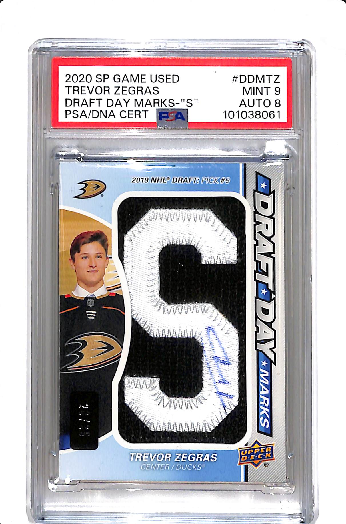 2020 UPPER DECK SP GAME USED TREVOR ZEGRAS DRAFT DAY MARKS 