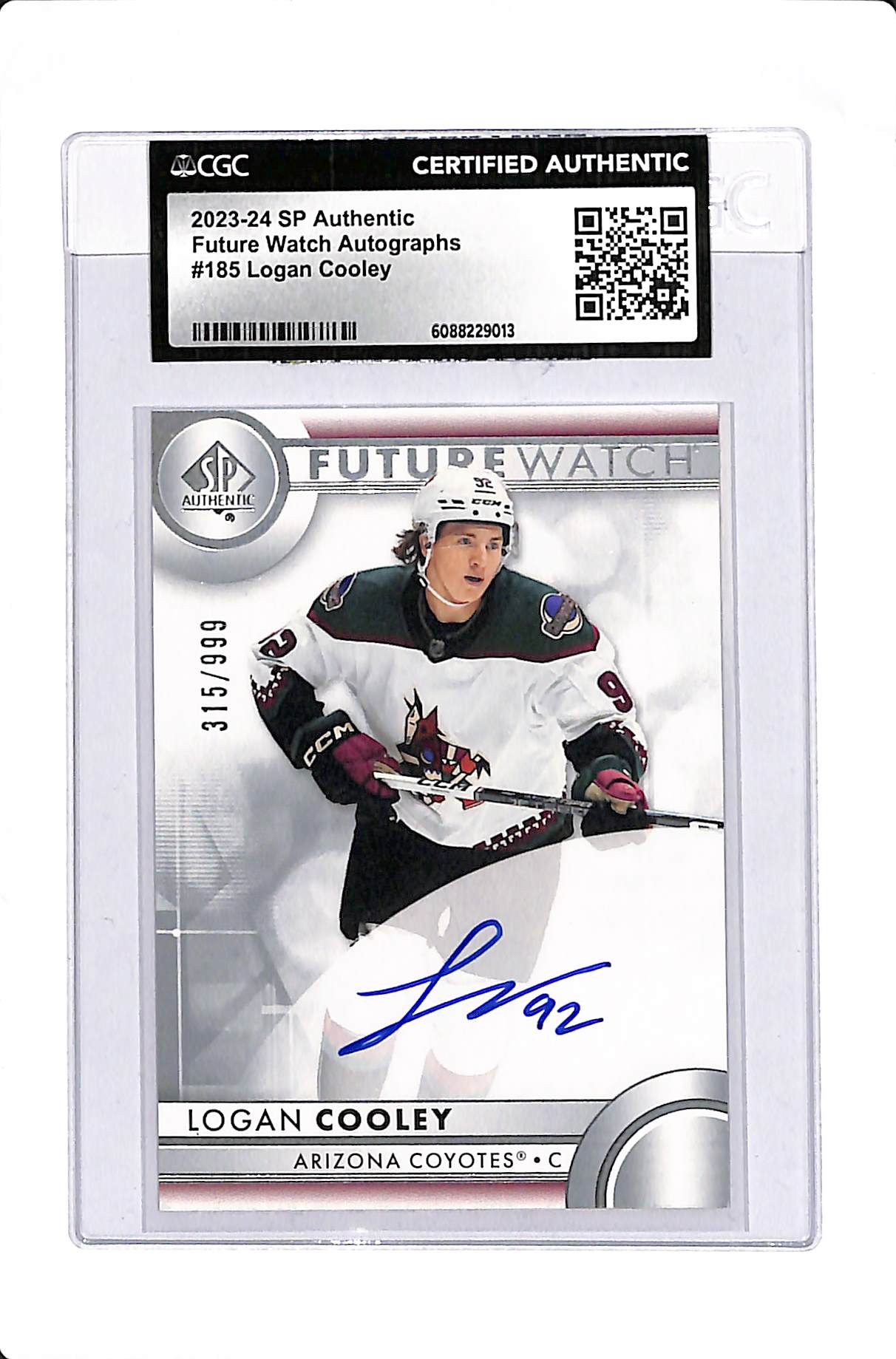 2023 UD SP AUTHENTIC LOGAN COOLEY FUTURE WATCH AUTO RC 315/999 #185 CGC AUTHENTIC