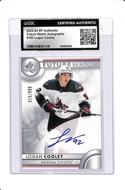 2023 UD SP AUTHENTIC LOGAN COOLEY FUTURE WATCH AUTO RC 315/999 #185 CGC AUTHENTIC