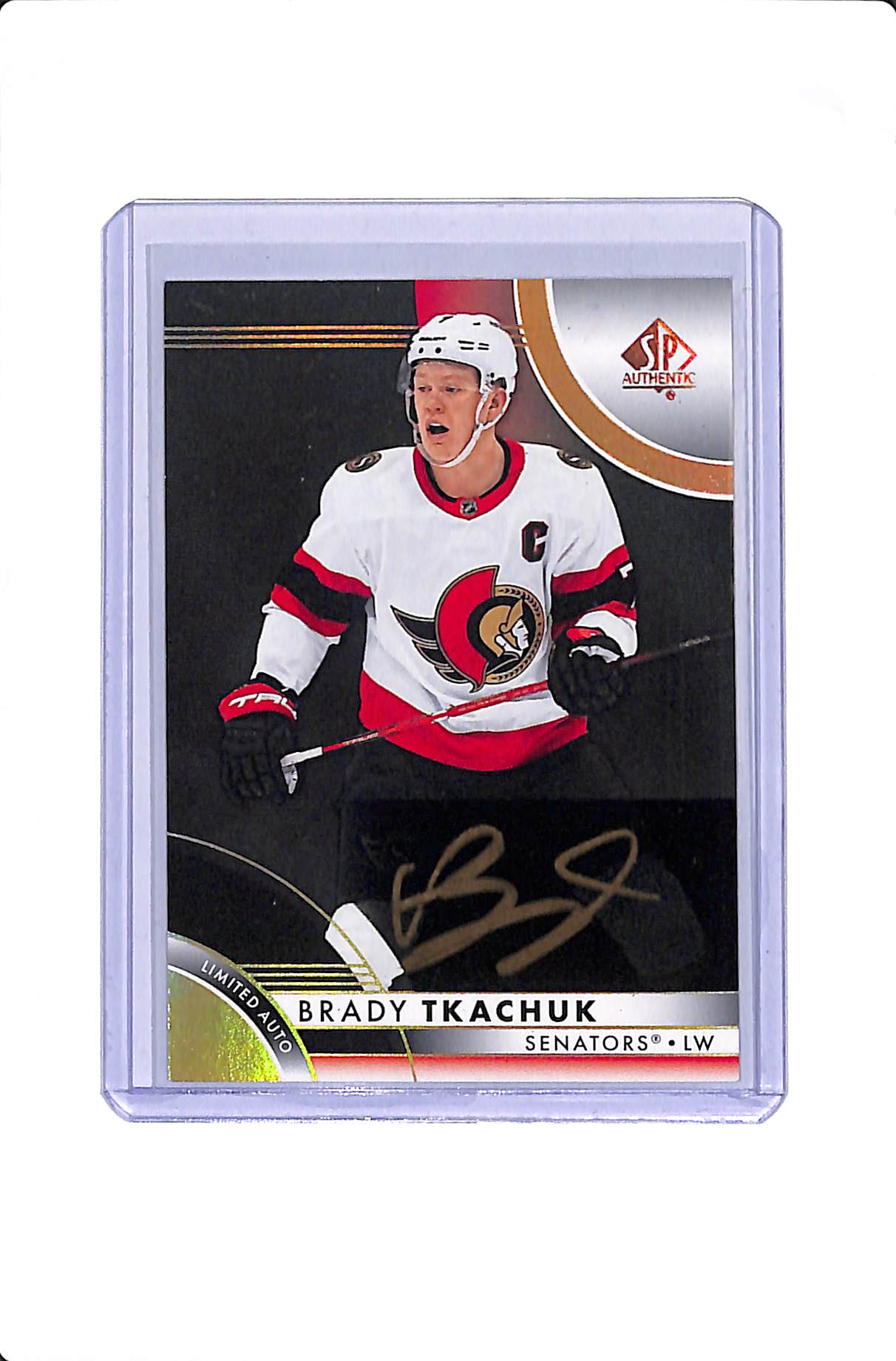2023-24 UPPER DECK SP AUTHENTIC BRADY TKACHUK LIMITED AUTO GOLD INK #31
