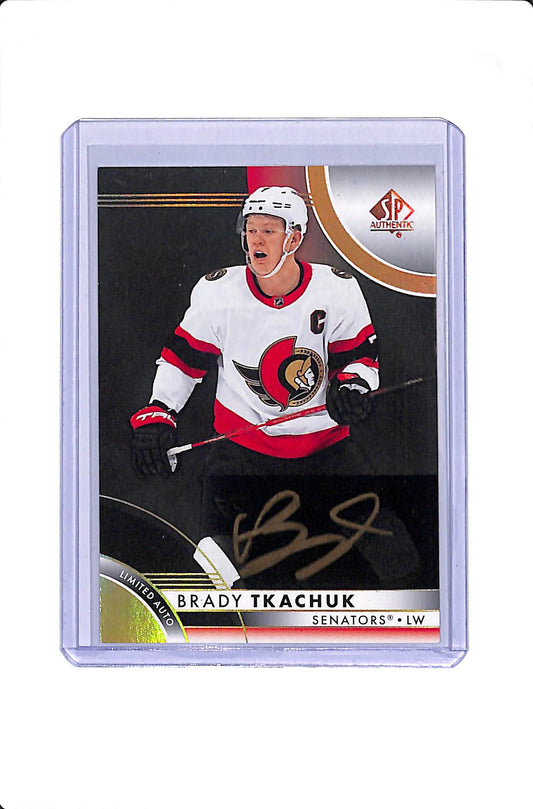 2023-24 UPPER DECK SP AUTHENTIC BRADY TKACHUK LIMITED AUTO GOLD INK #31