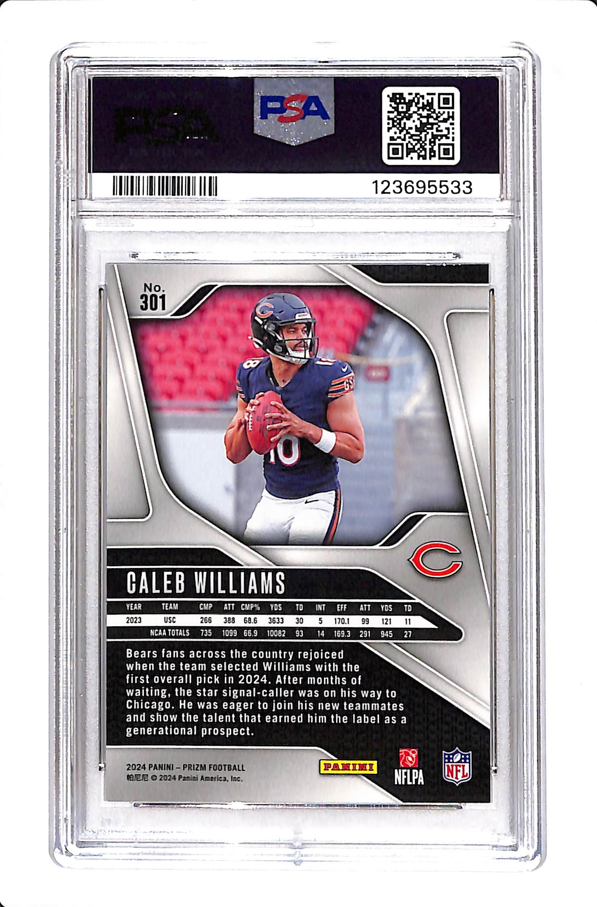2024 PANINI PRIZM CALEB WILLIAMS ROOKIE PSA 10 #301