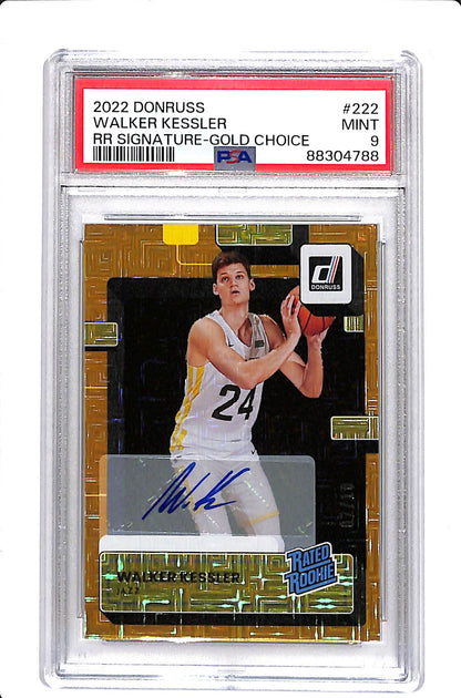 2022 PANINI DONRUSS WALKER KESSLER RATED ROOKIE SIGNATURE GOLD /10 PSA 9 #222