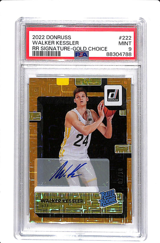 2022 PANINI DONRUSS WALKER KESSLER RATED ROOKIE SIGNATURE GOLD /10 PSA 9 #222
