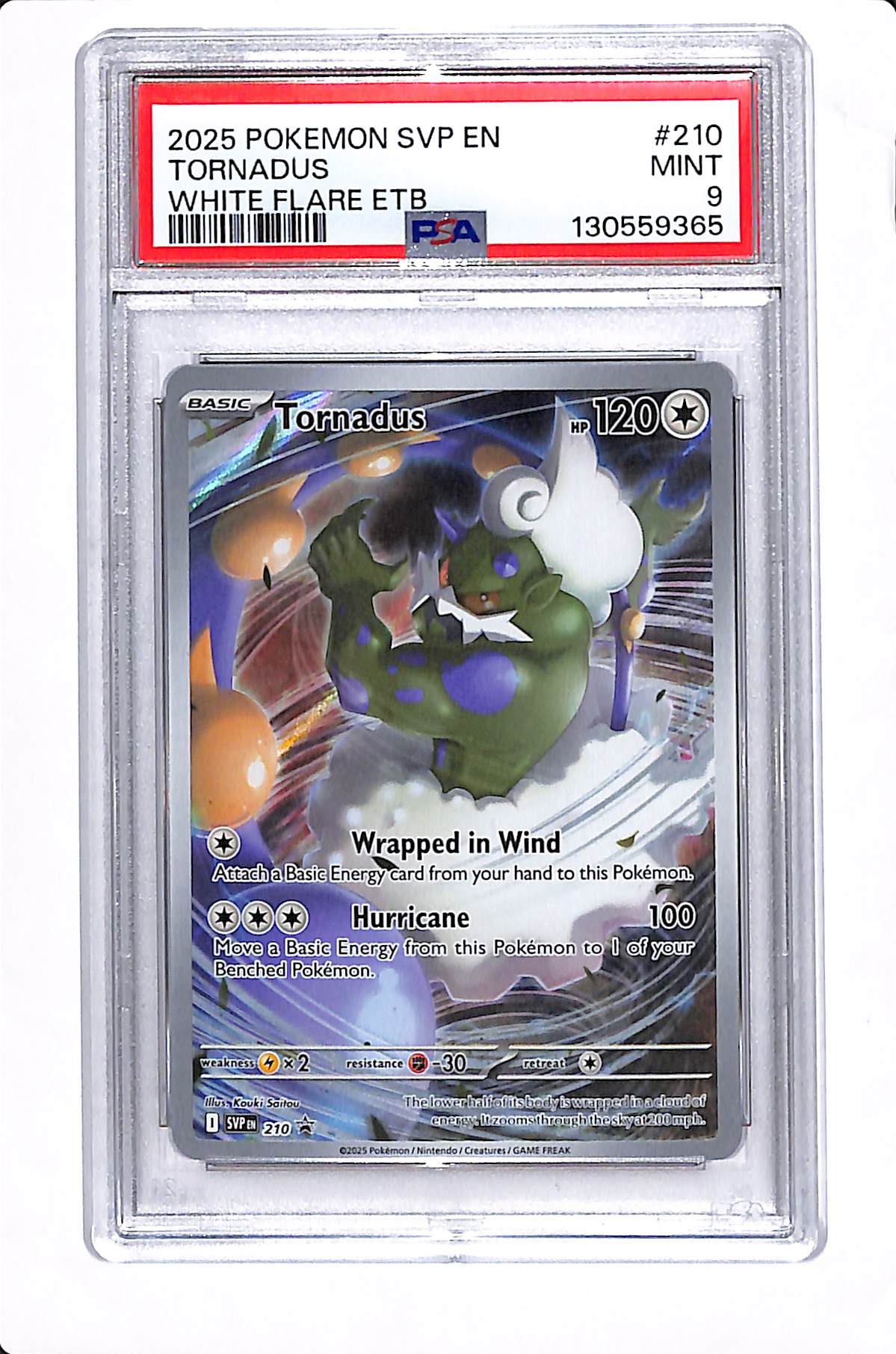 2025 POKEMON SCARLET & VIOLET TORNADUS WHITE FLARE ETB PSA 9