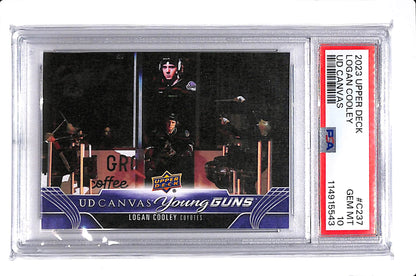 2023-24 UPPER DECK SERIES 2 LOGAN COOLEY YOUNG GUNS CANVAS PSA 10 #C237