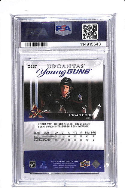 2023-24 UPPER DECK SERIES 2 LOGAN COOLEY YOUNG GUNS CANVAS PSA 10 #C237