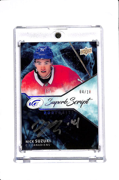 2019-20 UPPER DECK ICE NICK SUZUKI SUPERB SCRIPT PORTRAITS RC AUTO /10 #SS-NS