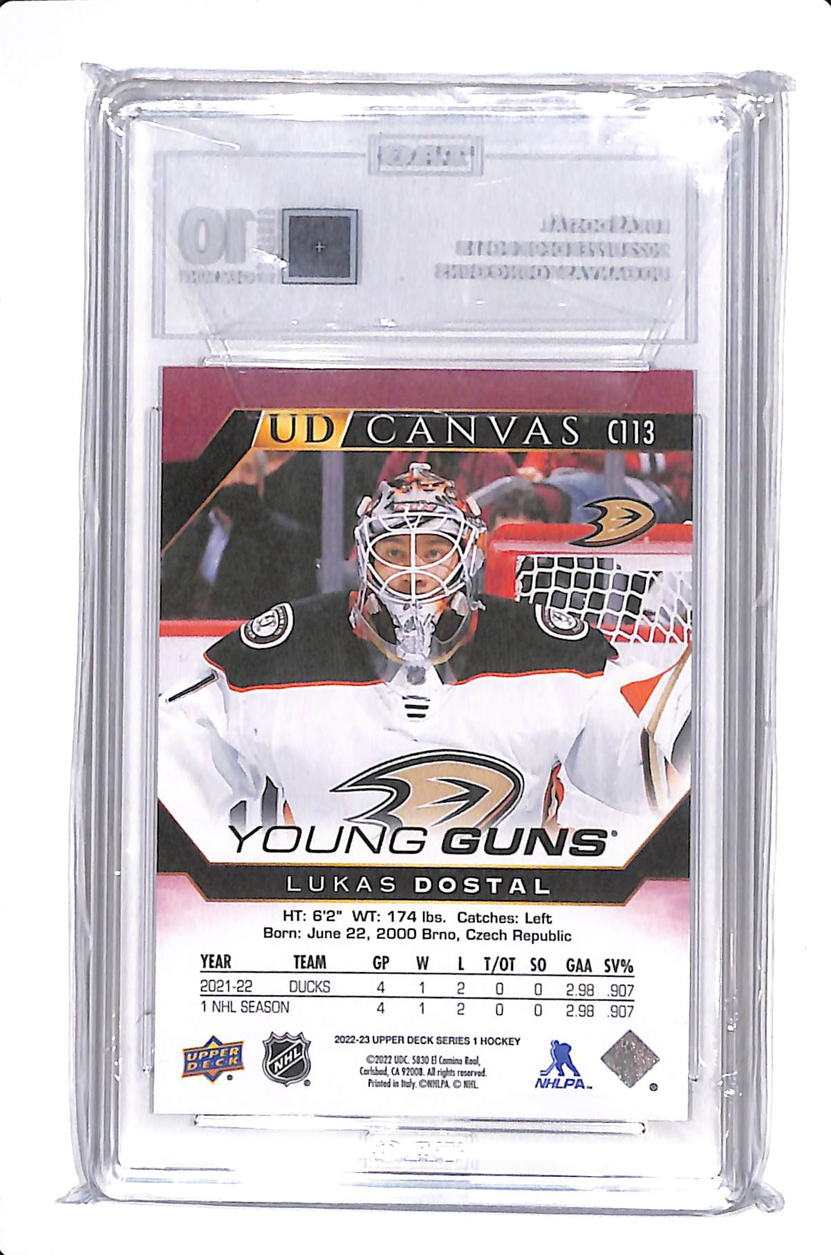 2022-23 UPPER DECK SERIES 1 LUKAS DOSTAL YOUNG GUNS CANVAS TAG 10 #C113