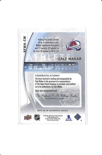 2019-20 UPPER DECK SP AUTHENTIC CALE MAKAR RETRO FUTURE WATCH AUTO /399
