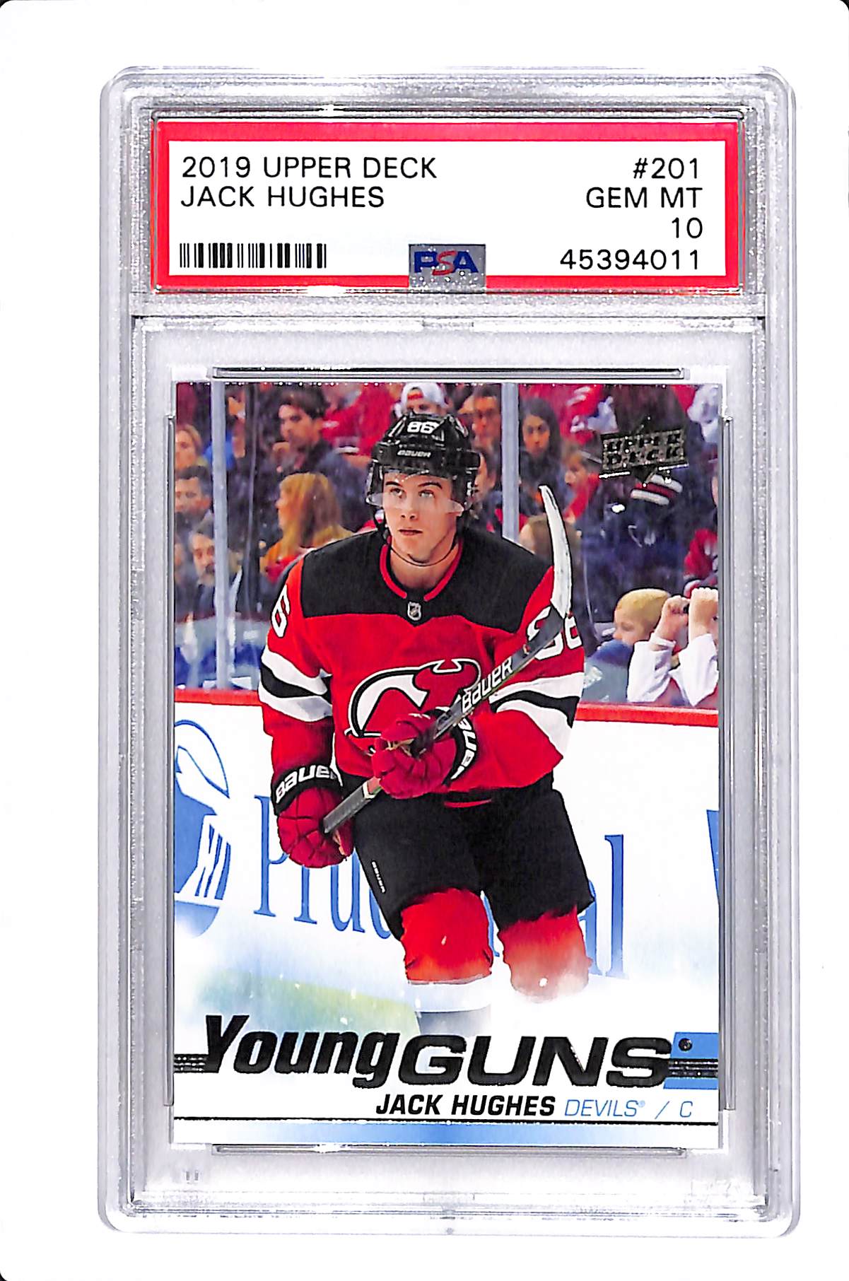 2019-20 UPPER DECK SERIES 1 JACK HUGHES YOUNG GUNS PSA 10 #201