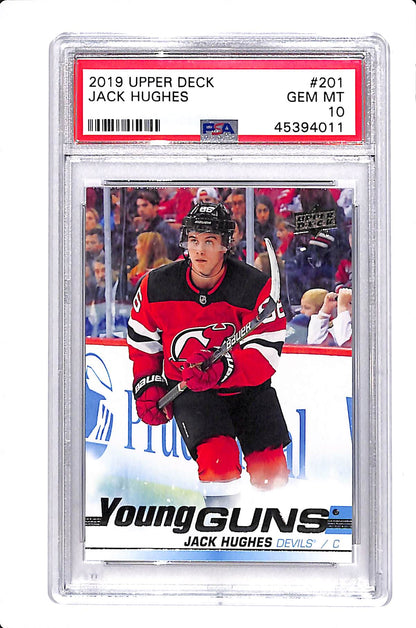 2019-20 UPPER DECK SERIES 1 JACK HUGHES YOUNG GUNS PSA 10 #201