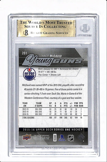2015-16 UPPER DECK CONNOR MCDAVID YOUNG GUNS BGS 9.5 #201