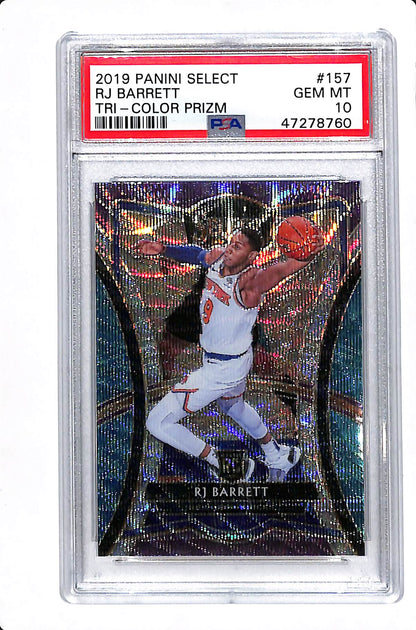 2019 PANINI SELECT RJ BARRETT TRI-COLOR PRIZM PREMIER LEVEL PSA 10 #157