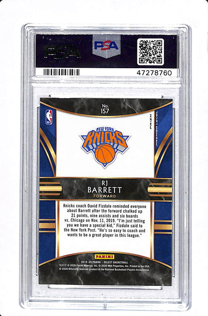 2019 PANINI SELECT RJ BARRETT TRI-COLOR PRIZM PREMIER LEVEL PSA 10 #157