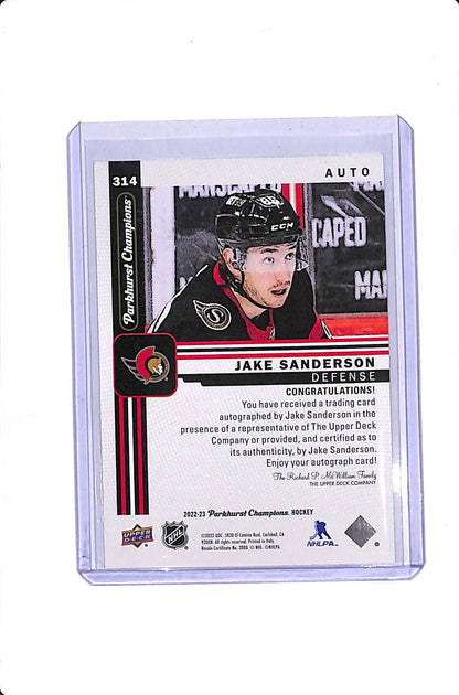 2022-23 UPPER DECK PARKHURST CHAMPIONS JAKE SANDERSON ROOKIE AUTO #314