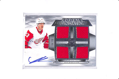 2021-22 UPPER DECK THE CUP LUCAS RAYMOND ROOKIE FOUNDATIONS JERSEY AUTO /15 #F-LR