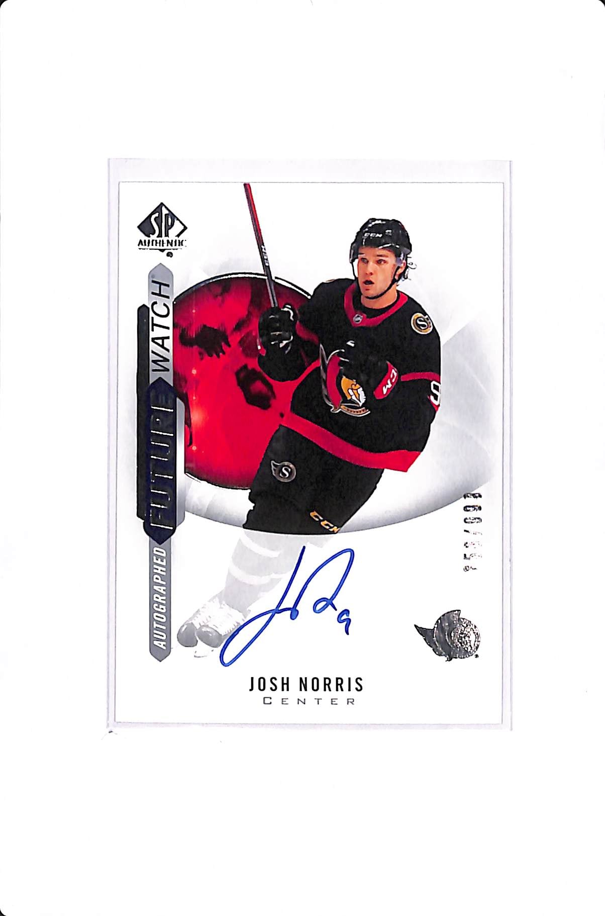 2021-22 UPPER DECK SP AUTHENTIC JOSH NORRIS FUTURE WATCH AUTO /999 #162