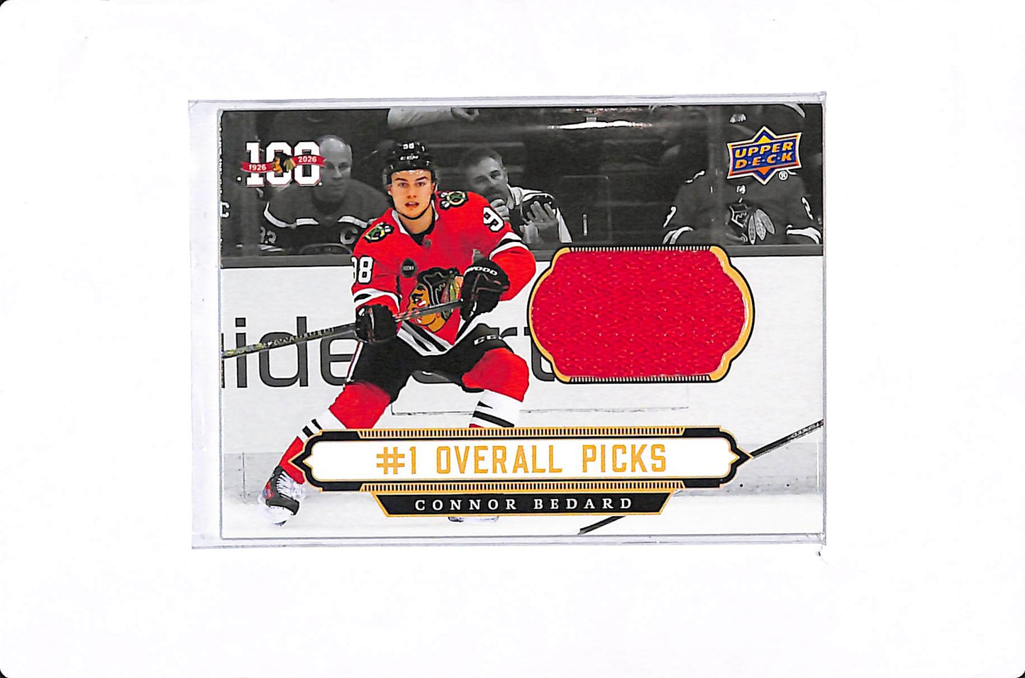 2025-26 UPPER DECK CHICAGO BLACKHAWKS CENTENNIAL CONNOR BEDARD #1 OVERALL PICKS PATCH #ONE-2