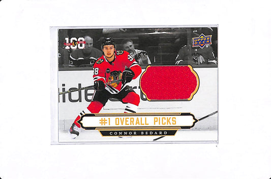 2025-26 UPPER DECK CHICAGO BLACKHAWKS CENTENNIAL CONNOR BEDARD #1 OVERALL PICKS PATCH #ONE-2
