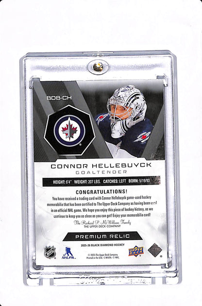 2025-26 UPPER DECK BLACK DIAMOND CONNOR HELLEBUYCK PREMIUM RELIC /49 #BDB-CH