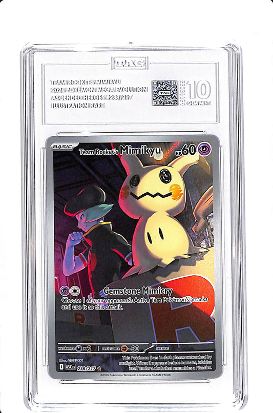 Team Rocket's Mimikyu Ascended Heroes Illustration Rare 238/217 TAG 10 GEM MINT