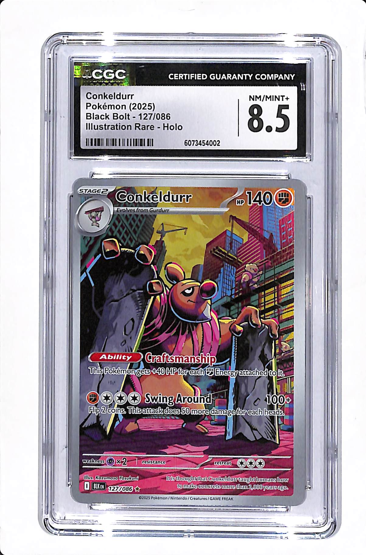 Conkeldurr Black Bolt Illustration Rare 127/086 CGC 8.5