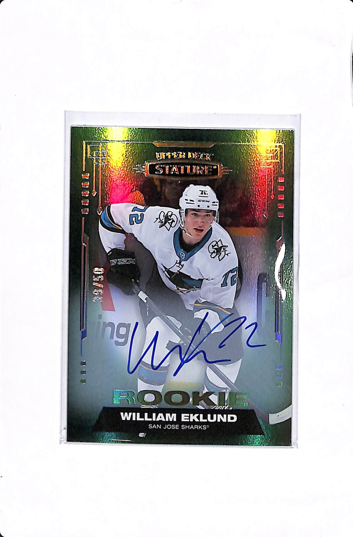2021-22 UPPER DECK STATURE WILLIAM EKLUND GREEN ROOKIE AUTO /50 #175