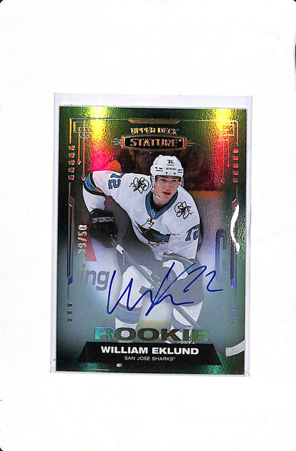 2021-22 UPPER DECK STATURE WILLIAM EKLUND GREEN ROOKIE AUTO /50 #175