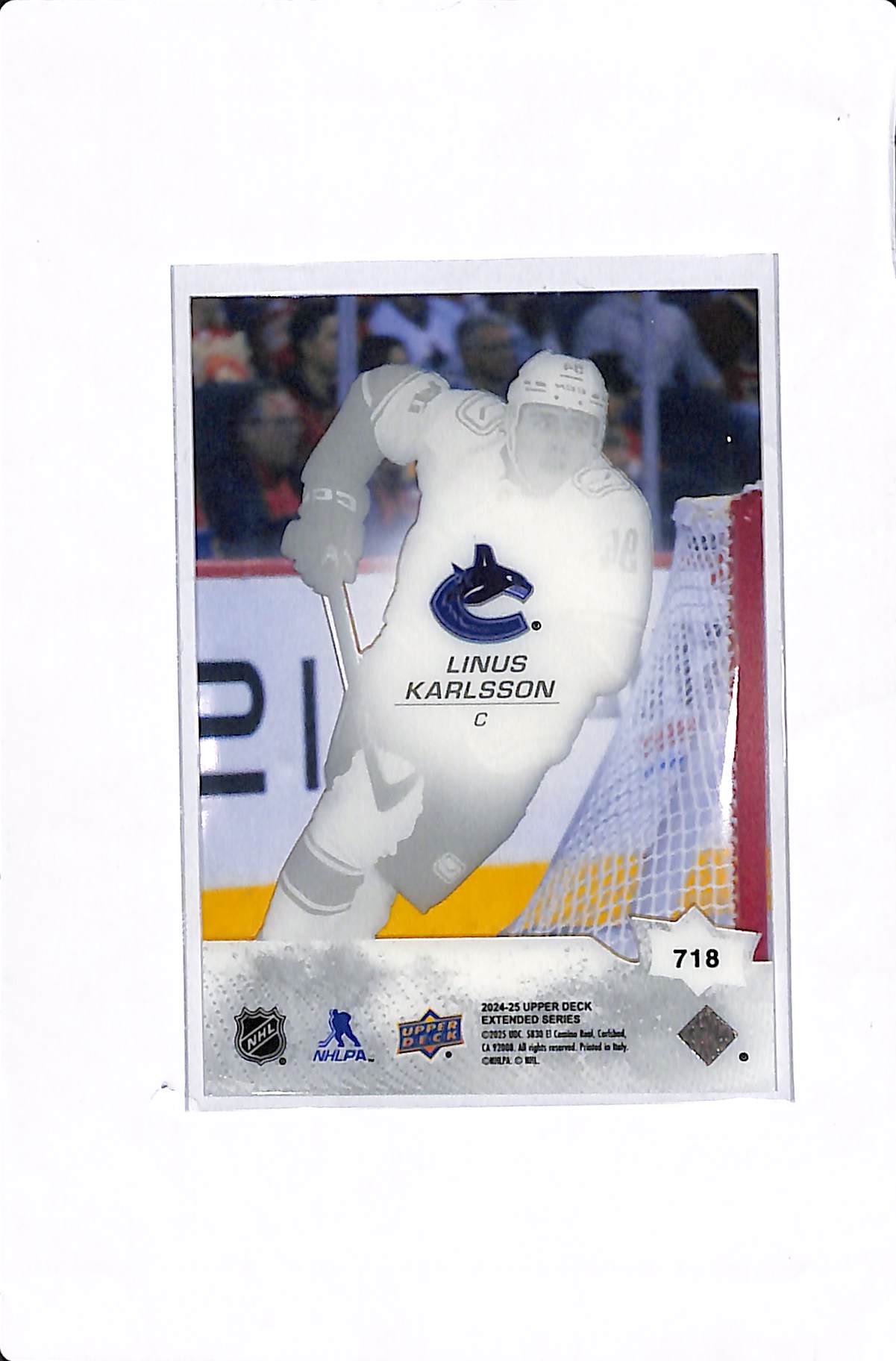 2024-25 UPPER DECK EXTENDED SERIES LINUS KARLSSON ACETATE YOUNG GUNS #718