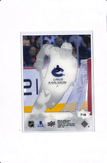 2024-25 UPPER DECK EXTENDED SERIES LINUS KARLSSON ACETATE YOUNG GUNS #718