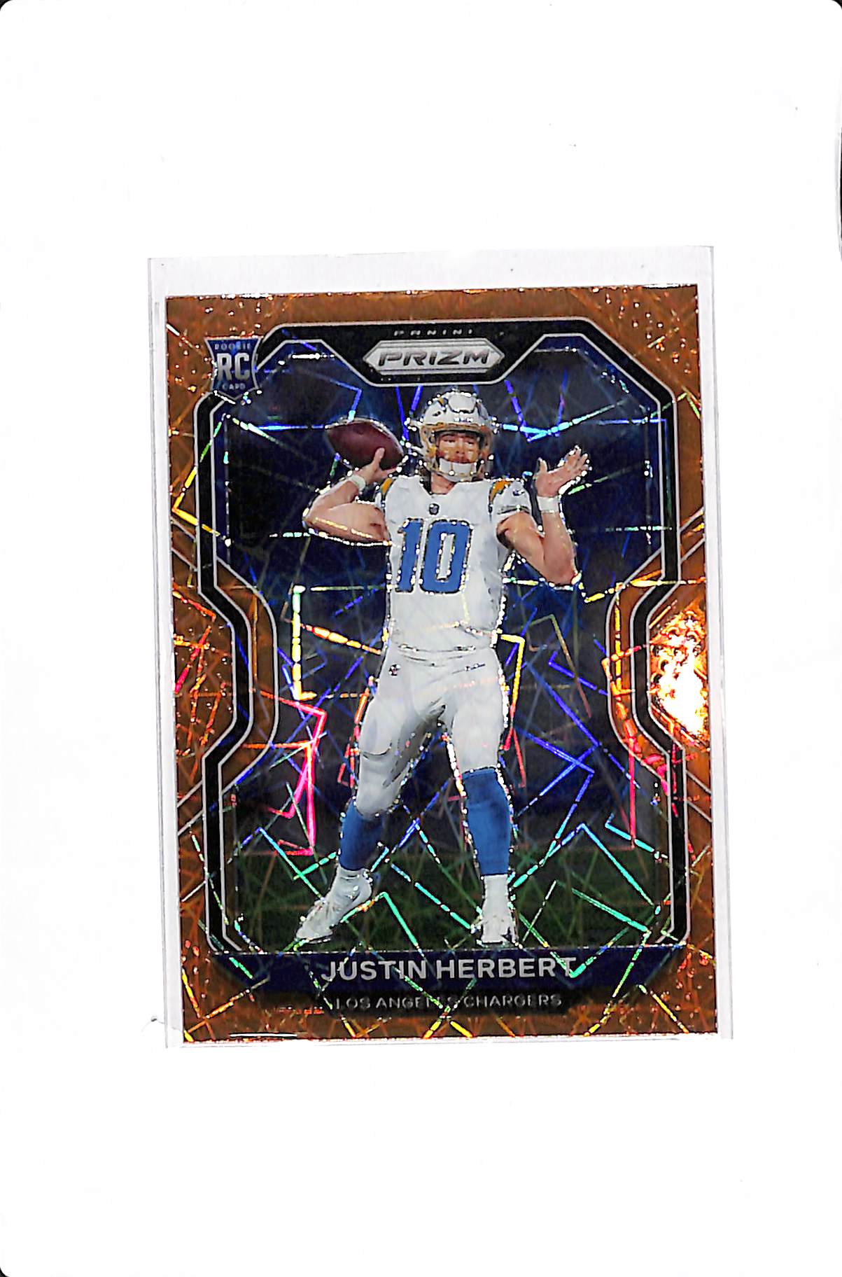2020 PANINI PRIZM JUSTIN HERBERT ORANGE LAZER ROOKIE #325